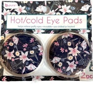 B PURE Hot & Cold Reusable Eye Pads, Black & Pink Floral Design, Eye Mask